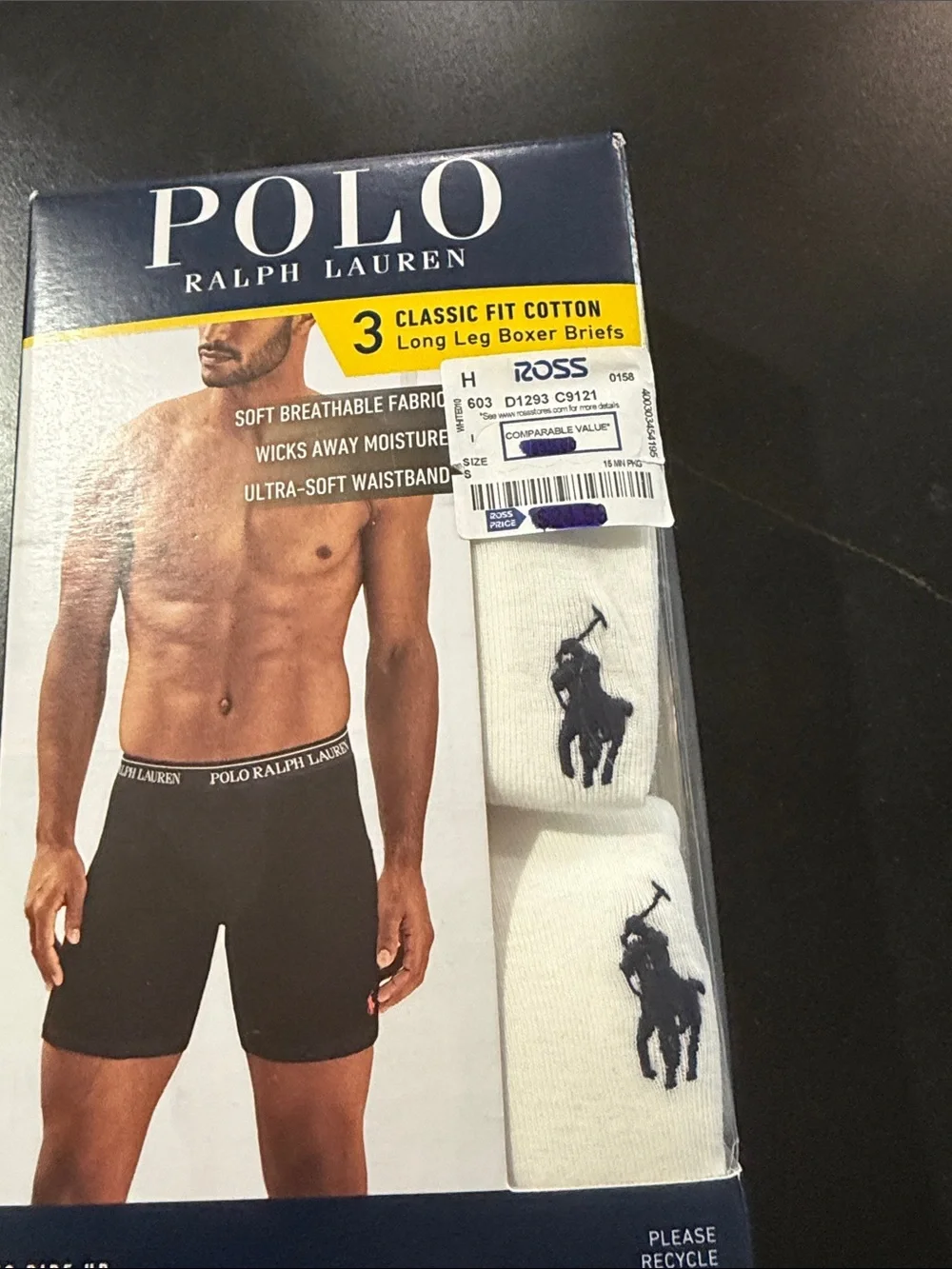 Polo by Ralph Lauren Men’s White Boxer Briefs with Navy Pony Logo (3-Pack)